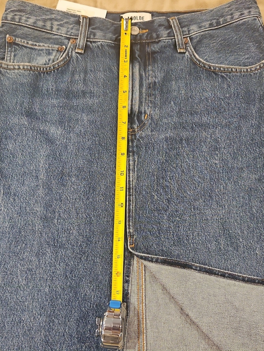 AGOLDE Gaia Denim Midi Skirt with Front Slit - Picture 4 of 12